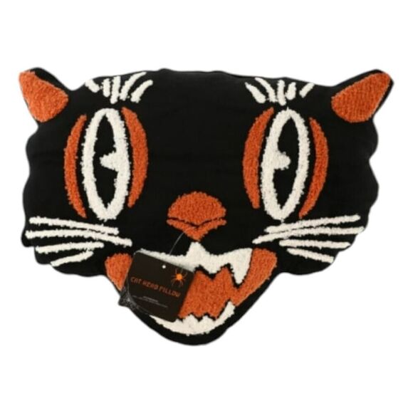 Halloween retro cat head throw pillow Holiday Decor - Picture 3 of 4